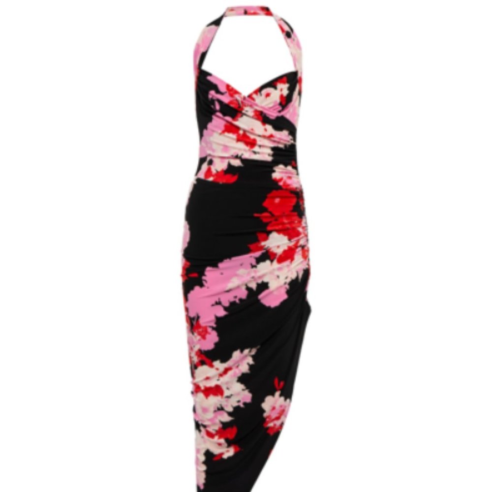 NORMA KAMALI Cayla Floral Draped Gown in XS